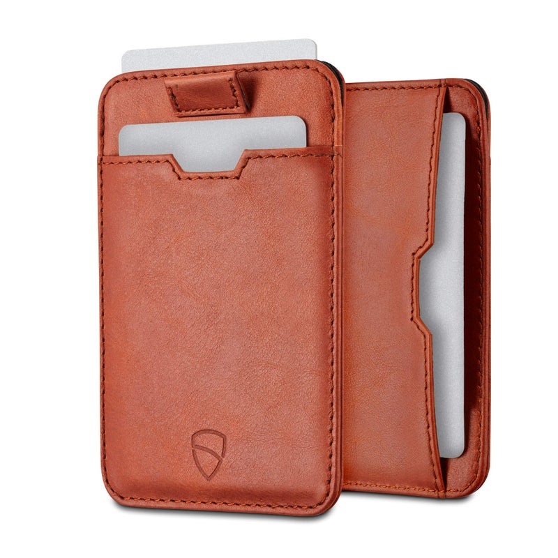 Vaultskin CHELSEA Mens RFID Blocking Slim Leather Card Wallet - Minimalist Front Pocket Cardholder in Cognac - Image 1